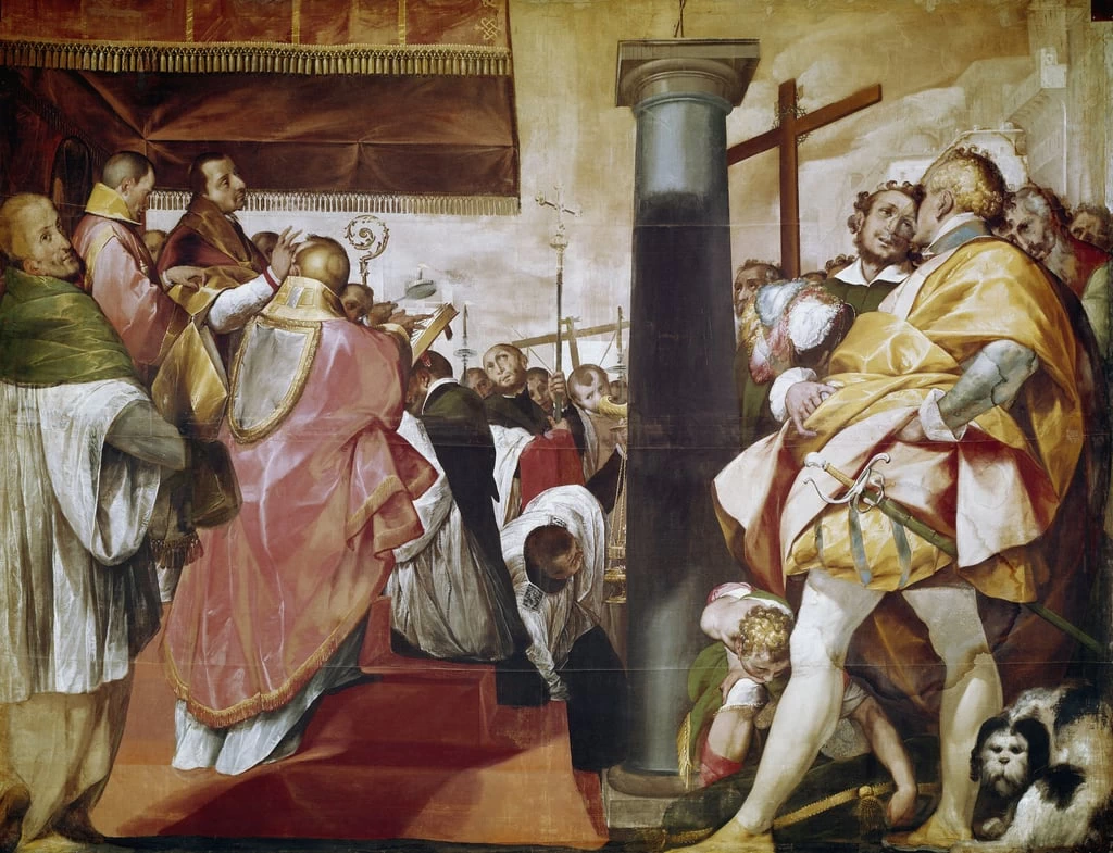 Giovan Battista Crespi, detto Cerano - episodio della vita di San Carlo Borromeo (1538, 1584), erezione della croce a Milano, Cattedrale di Milano